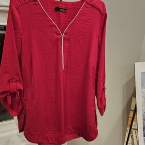 Renaur Women's Loose Fitting Blouse With Silver Zipper SMALL